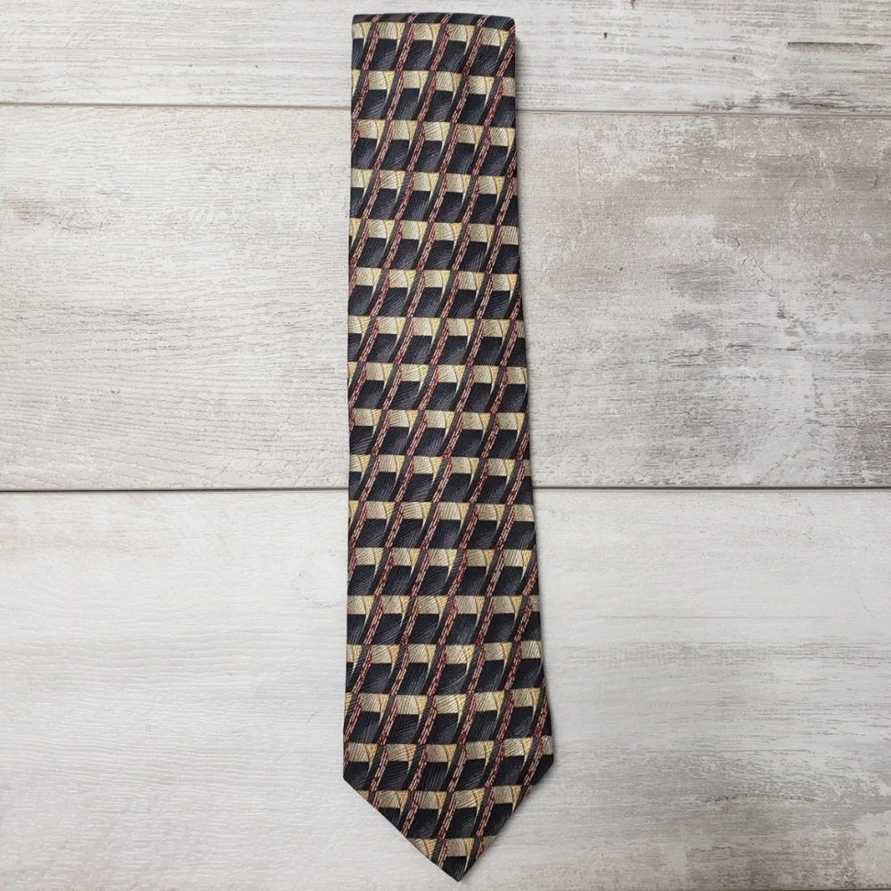 Today's Man Made in Italy Necktie 100% Silk Geometric Menswear Preppy Retro Tie